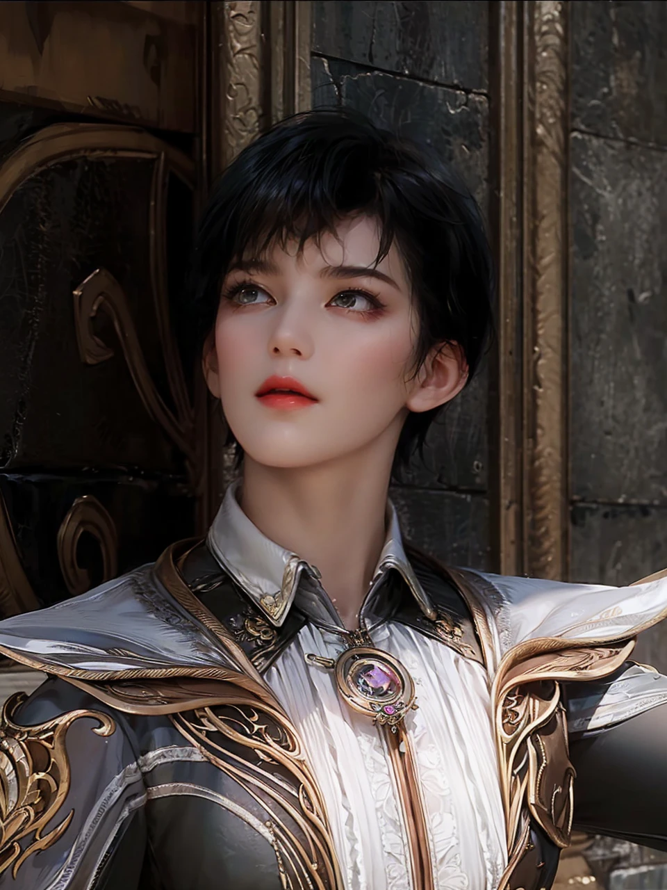 143
(20 year old woman), (surreal), (High level image quality), ((beautiful hairstyle 46)), ((short hair:1.46)), (breasted:1.1), (lipsticks)