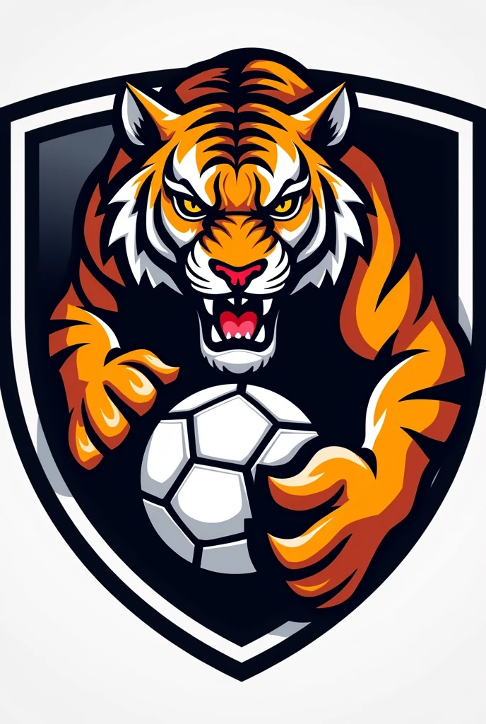 Com base no big tiger. Create a handball team shield, with the name "little tigers", where the tiger will represent the little tiger. The animal must have a handball in its hand, no people in the picture Tiger has to be angry MAKE IT MORE COMPETITIVE BUT I KNOW YOU CAN DO IT