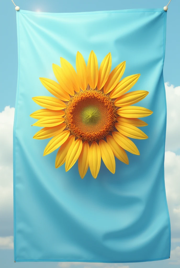 I want a cell phone background image of a baby blue flag with a sunflower design
