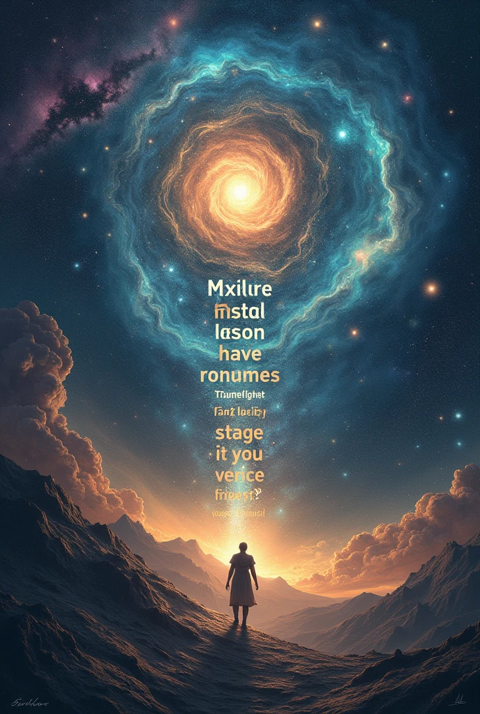 I want this phrase to be in the image
"The universe is a mirror that reflects our intentions, when we conspire against no one, A tapestry of infinite possibilities unfolds in our favor".