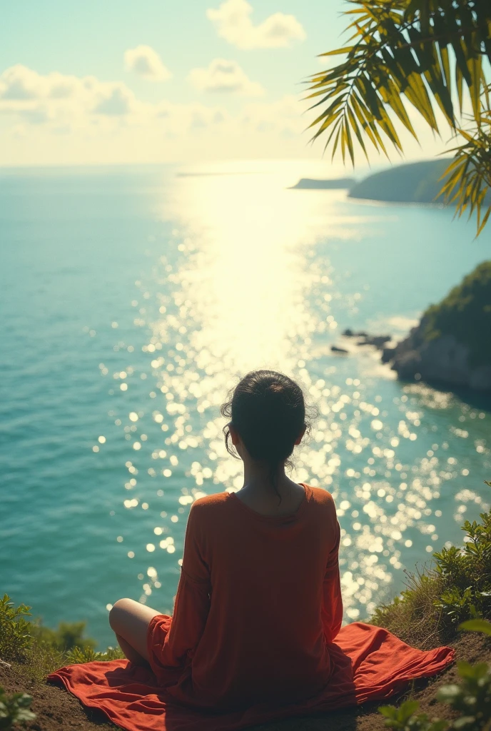 Asian looking Nepali enjoy sea view