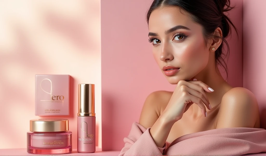HERO BEAUTY MAKEUP BANNER WITH WOMAN MODEL put the name of the Hero Beauty store