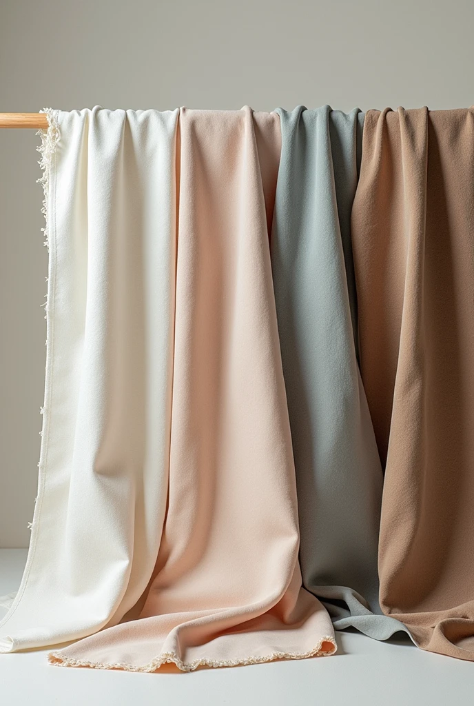 Show me a picture classifying fabric, leather, silk and cotton
