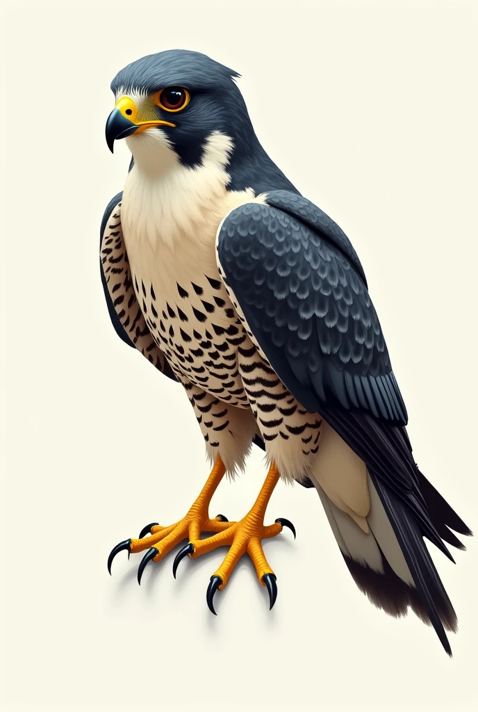 make a 2d drawing of a peregrine falcon with its head and body turned to the side.