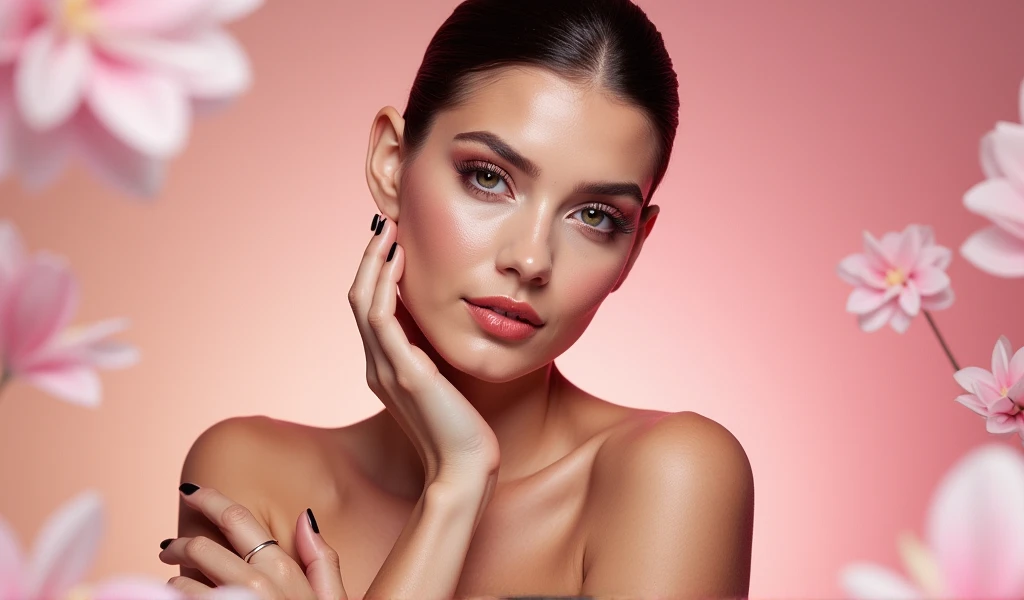 HERO BEAUTY MAKEUP BANNER WITH WOMAN MODEL put the name of the Hero Beauty store