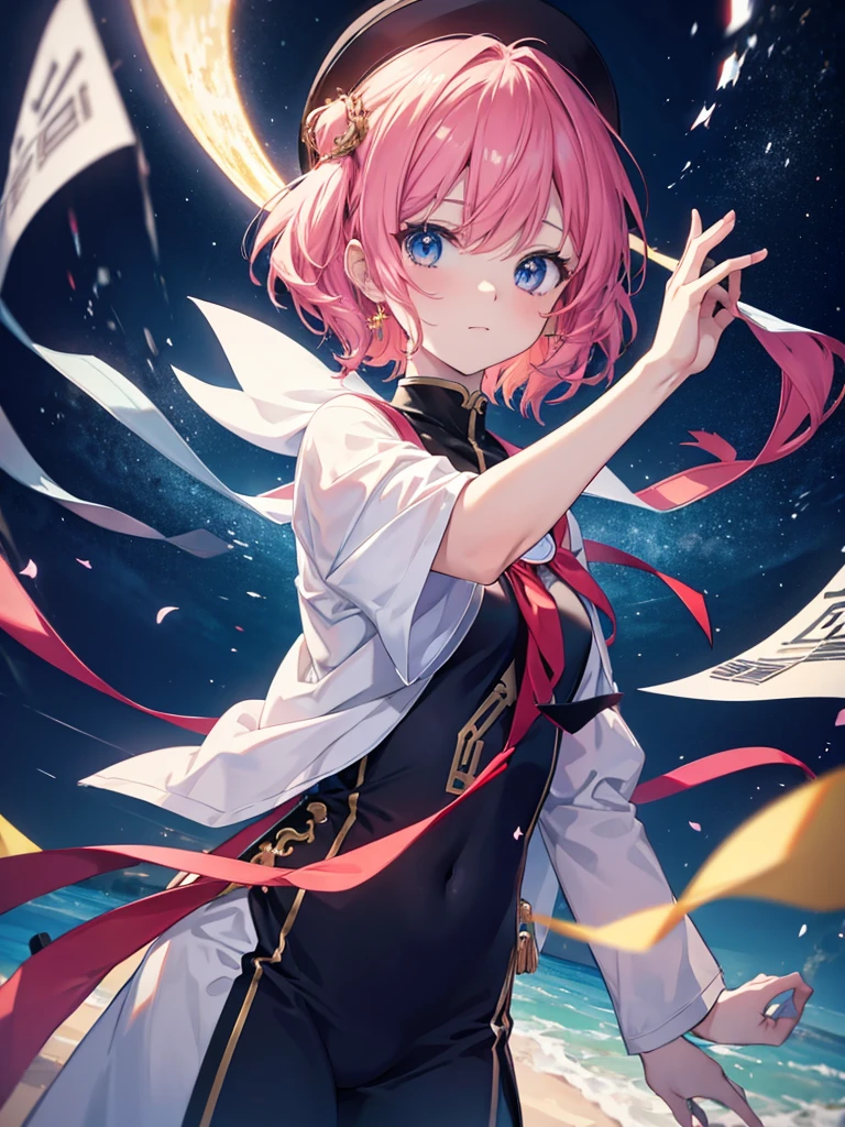 anime, 8k, one person's,Blue and green hair,Colorful hoodies,Colorful sneakers,Colorful shorts,Star-shaped earrings on both ears,Green heart eyes,Shortcuts,cute,green overall,cool