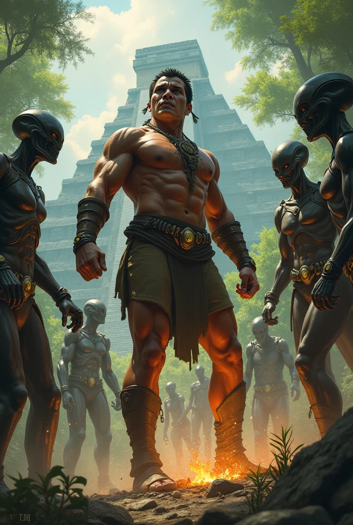 Tecun uman tartando que los alienigenas se lleven el artefacto
