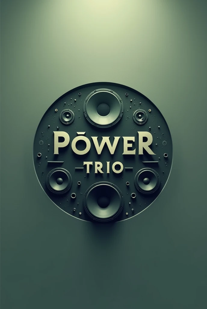 logo written:
Power trio sounds, place speakers around, with minimalist lyrics, use green and gray colors