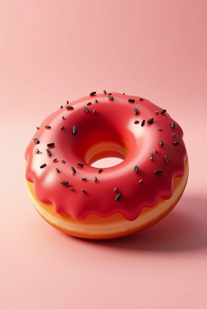 3d image of a strawberry donut with aniseed