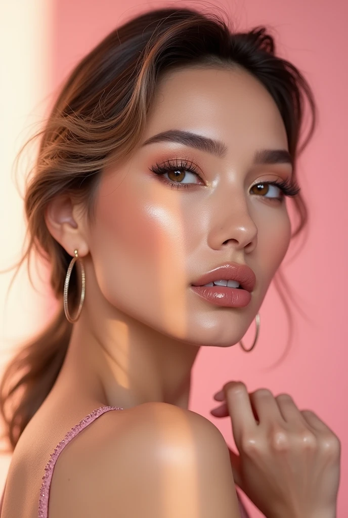 HERO BEAUTY MAKEUP BANNER WITH WOMAN MODEL put the name of the Hero Beauty store