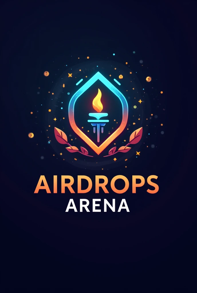 Generate the logo Of a crypto airdrops group with "Crypto Airdrops Arena" being part of the logo and add the dollar, Gift and a candlestick pattern logo too