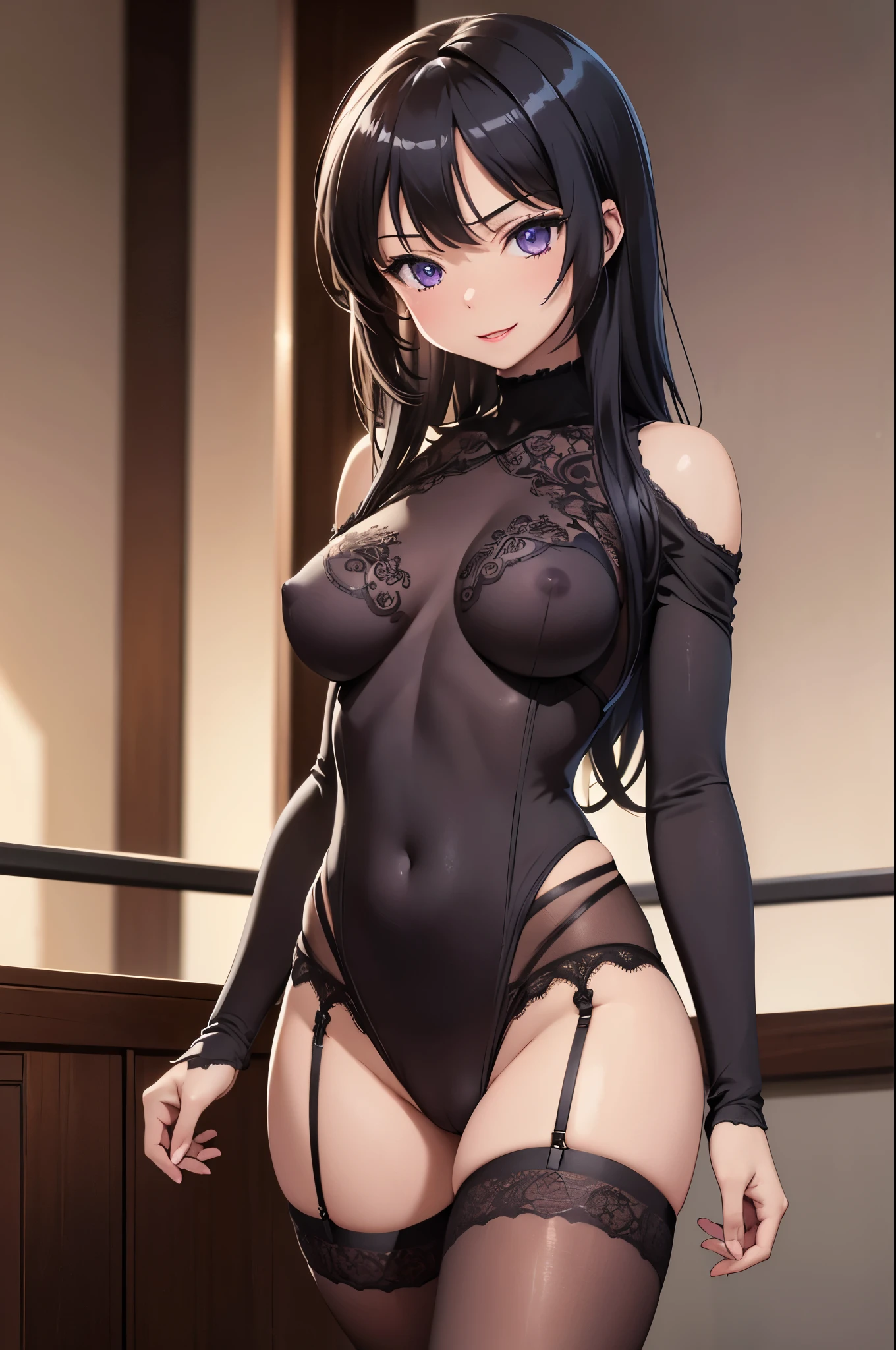 NSFW, (girl),((optimal quality)), ((Masterpiece)), (A detailed: 1.4),face red,perspire The ultimate masterpiece,(fidelity:1.2),(sexy),(Huge chest), Open crotch, Open legs, (Smooth: 1.1), (Cutes: 0.9), (shiny: 1.1),, red lips, cute girl, anime, cute pose, super small translucent lace lingerie,g string mini thong, (big breast), big ass, detailed lines, 8k image, no blur, perfect realistic nipples, sexy closed smile, erotic, super small sexy armor,detailed realistic vagina, michievous smile, hottest girl in the world, dominant gestures, super small short dress, top of a building, tights, short black hair, cutest girl on earth, micro super small bra, light blue, gantz like suit, violet eyes, half naked, most beautiful girl on earth