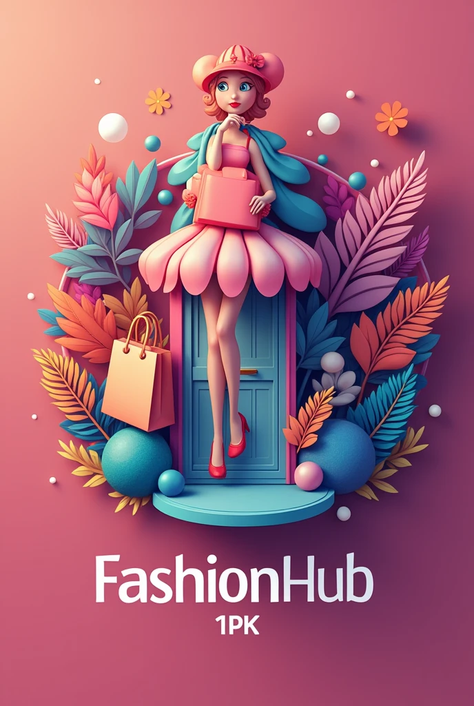 Create a logo for online store whose name is fashionhub1pk and it's fashion store with attractive background with some attractive shopping logos, things should be attractive , i can be use it for dp of store,
Add fashionhub1pk name in this logo