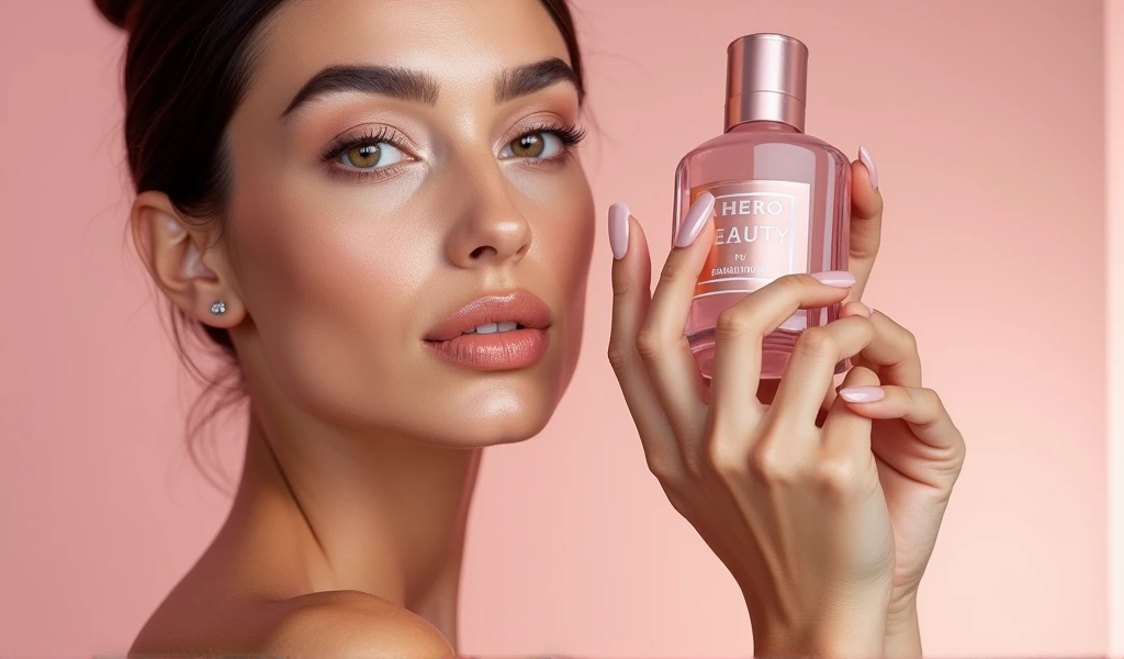 HERO BEAUTY MAKEUP BANNER WITH WOMAN MODEL put the name of the Hero Beauty store