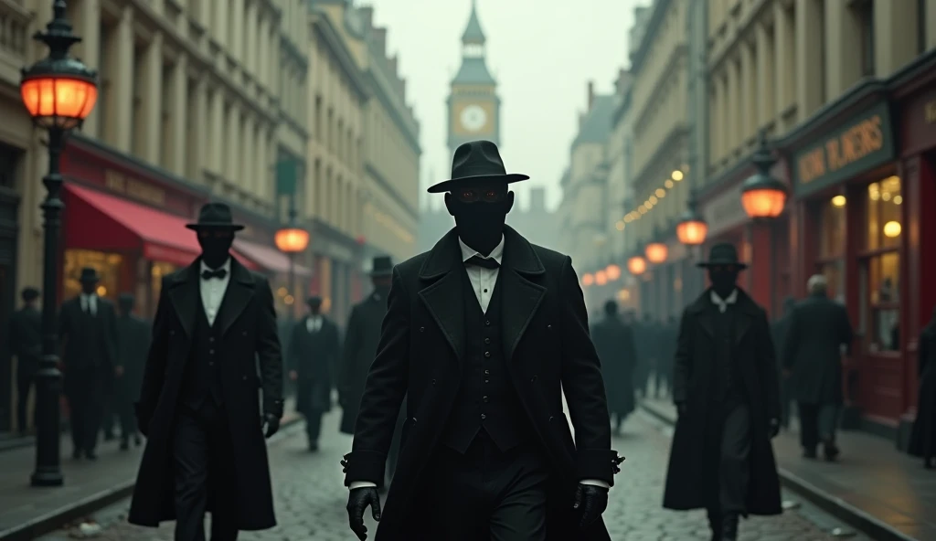 (((London 1889))); shallow depth of field, highly detailed, high budget Hollywood film, bokeh, cinemascope, epic, gorgeous, film grain; "(Best Quality,High resolution); (bright and intense colors:1.1),(realist:1.1) graphic art style,Frightening