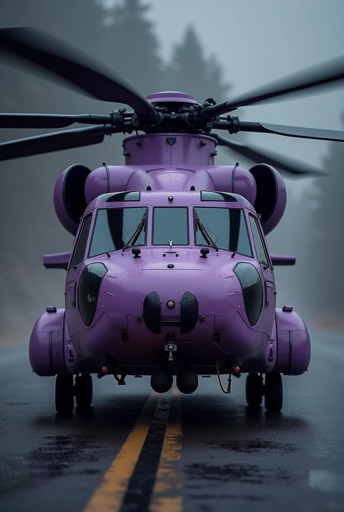 Transport helicopter　Chinook　Lilac color　front　dark