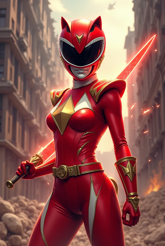 Una versión femenina del red mighty morphin power ranger lo mas fiel al original.