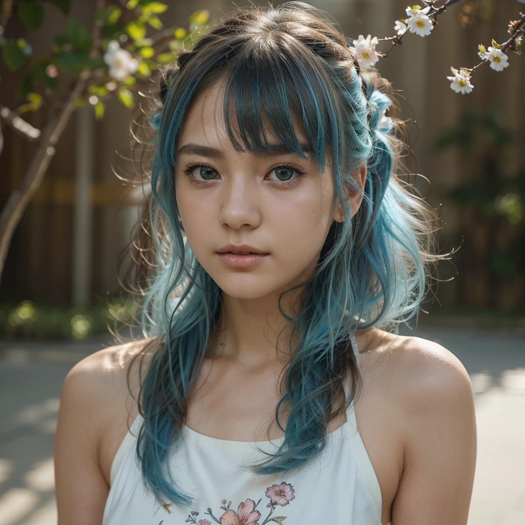 (masterpiece), (best quality), (ultra detailed),(disheveled hair),(illustration), (1girl), (Fashionable clothing), standing, Fashion model, looking at viewer, (interview), (simple background),beautiful detailed eyes, delicate beautiful face, Floating,(high saturation),(colorful splashes),colorful bubble,(shining), focus on face, ponytail, kamisato ayaka, light blue hair, bangs, hair ring, floating flowers, floating hairs, (shining), best lighting, best shadow,