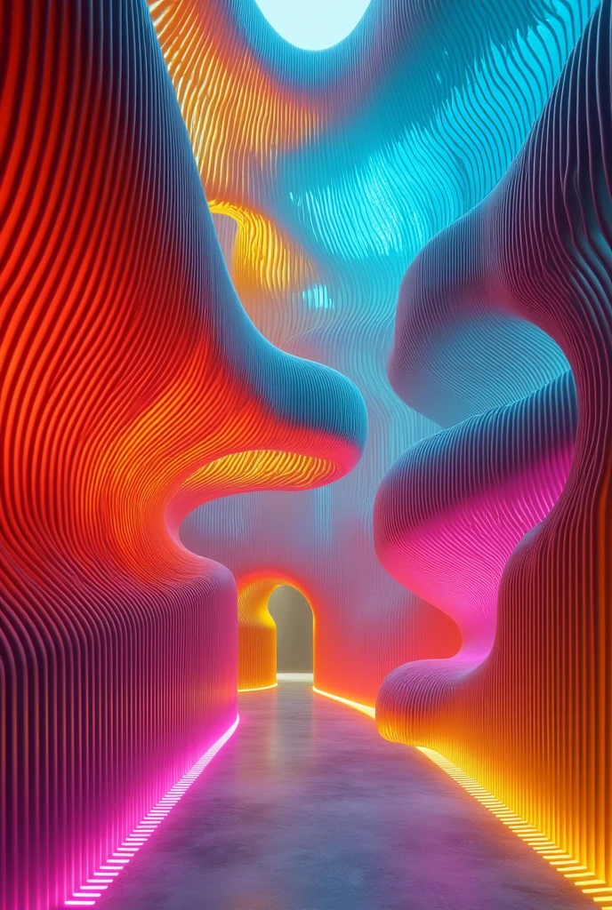 Serpentine strips of color as an architectural concept