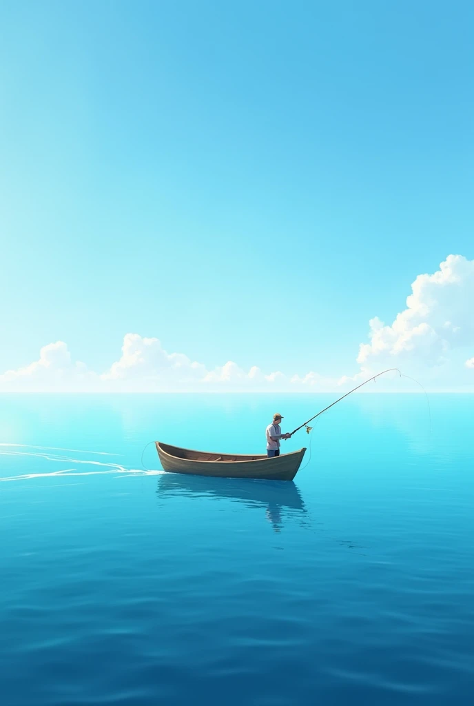 clear sky, sea background, Fishing rod on a boat