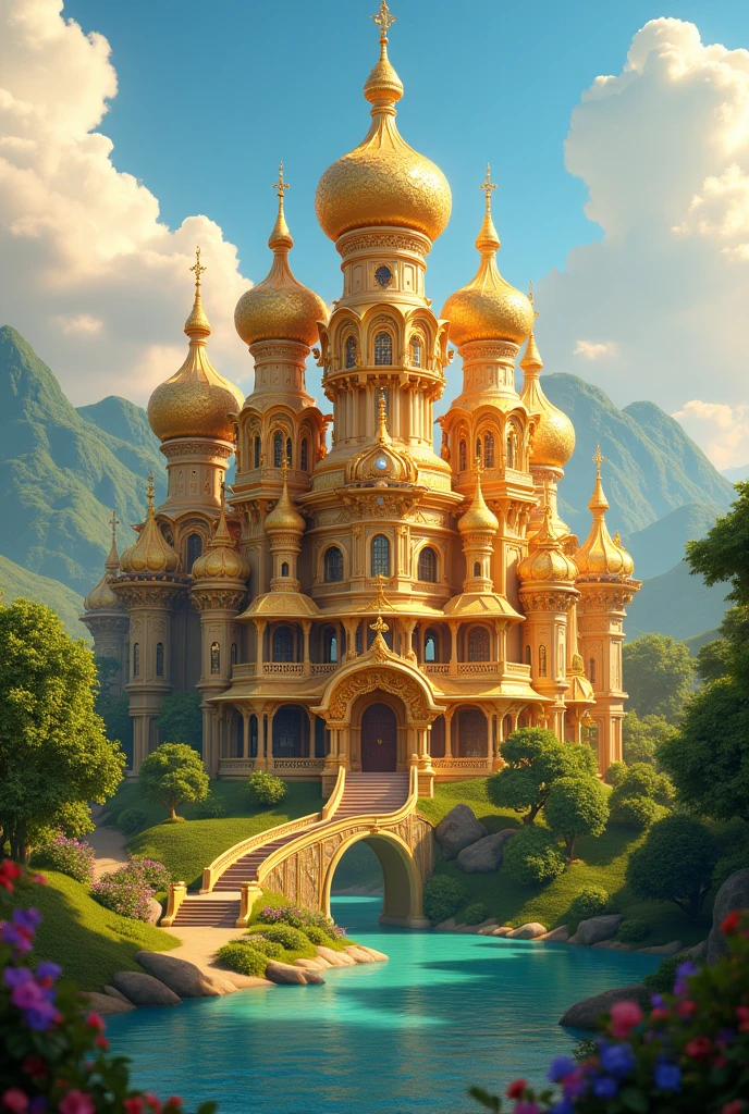 Pixar style golden palace