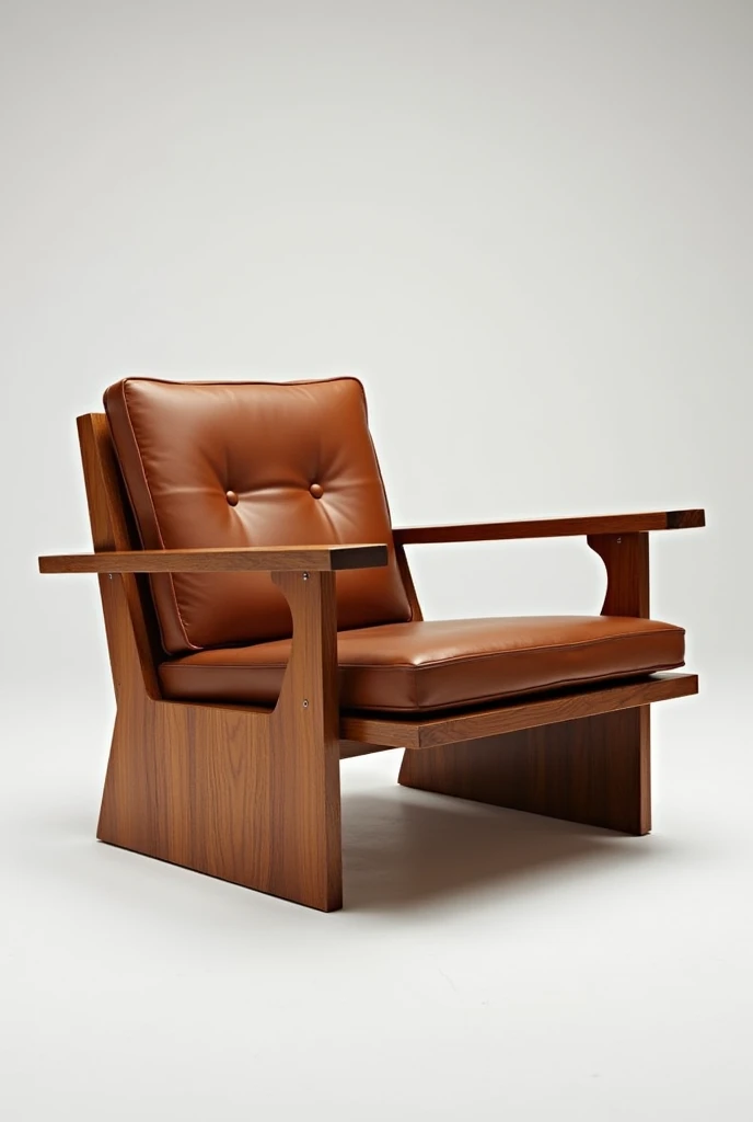 "Create an armchair with a main frame made of high-quality wood. inspired by the armchair says by designer sergio rodrigues
