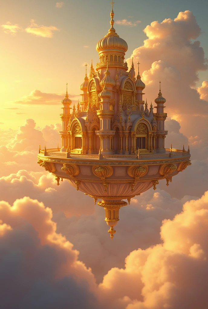 Golden palace in the sky pixar style