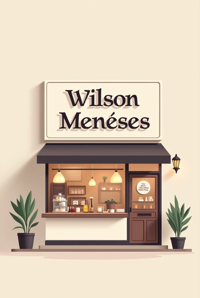 create image for ice cream shop with the name: "Wilson Meneses Restaurant", make it as if it were made in illustrator, very sober and simple with a soft background