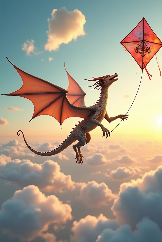 Dragon flying a kite