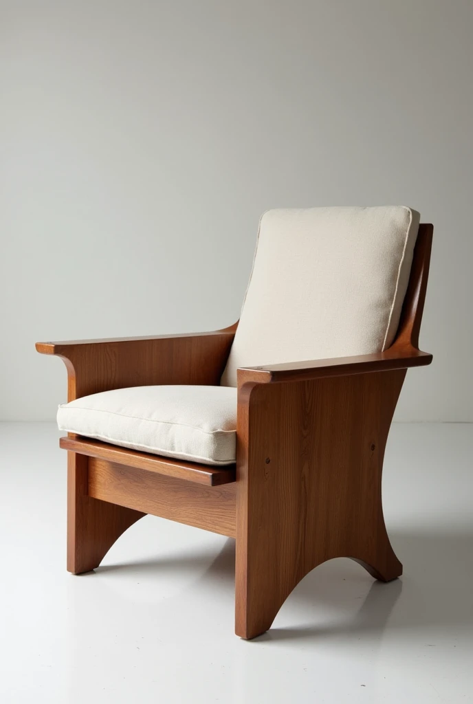 "Create an armchair with a main frame made of high-quality wood. inspired by the armchair says by designer sergio rodrigues.