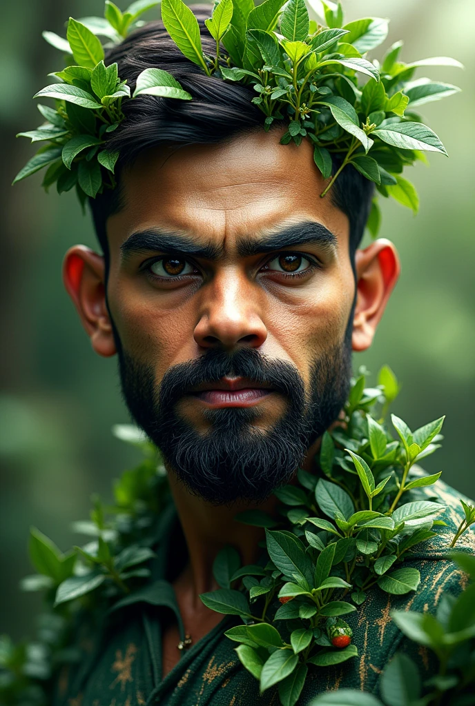 Virat Kohli's photo made of tree plants