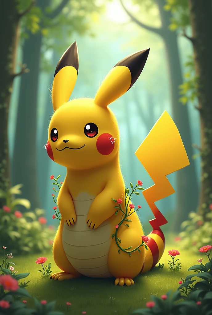 Create a half rabbit half snake animal that looks like a pikachu