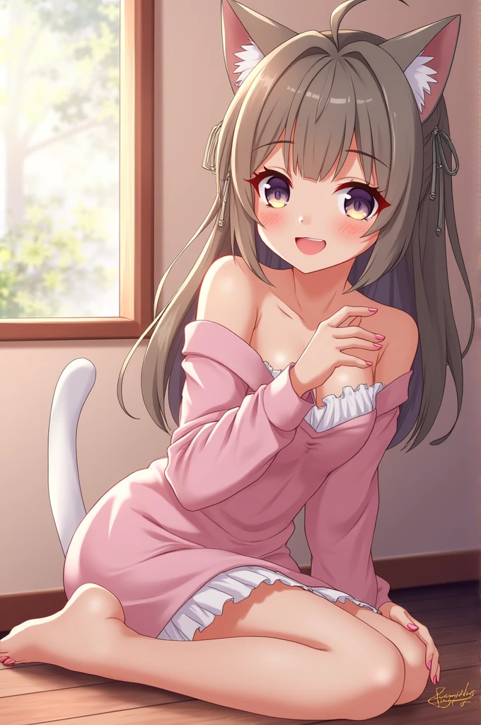 Absurd resolution, high resolution, (Masterpiece: 1.4), Super detailed, (((Detailed face, Detailed expression)), Two girls, Girls and girls, Friends, best friends, Classmates, Relax, pony tails, Bob, sitting on bed, sitting down on the floor, Two are talking, The background is in the room, Friends, best friends, Home, 1k, Small room, Curtains, Bed, Tv, desk, Confectionery, Talk to friends about travel, collection, fun, Smile, Room Wear, Kyoto Animation, Kyoto animation atmosphere, glitters, brilliance,