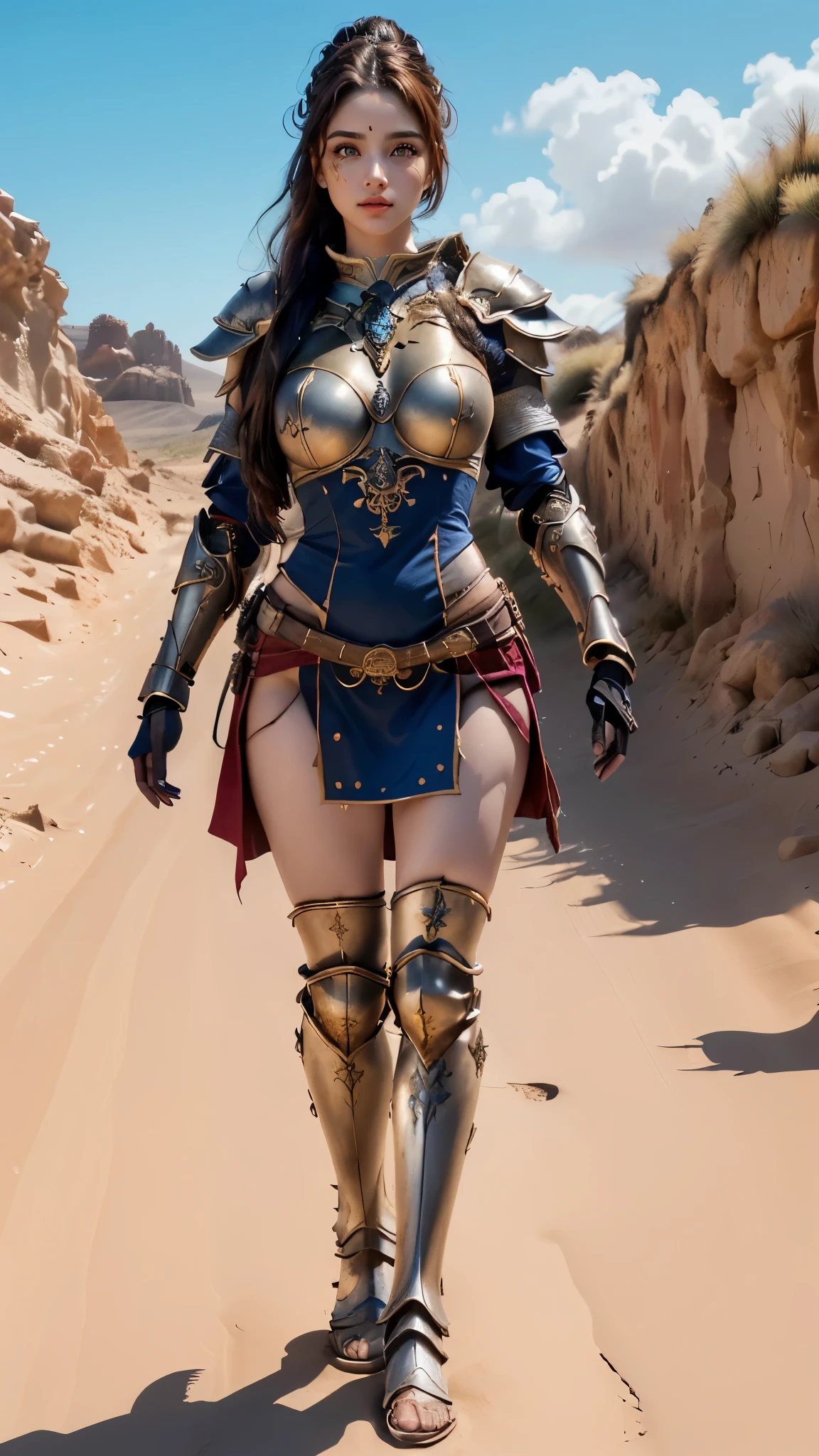 arafed image of a woman in a costume standing in a desert, wearing intricate steel armor, pc screenshot, in thick full bronze armour, gameplay screenshot with ui, 3 d goddess minerva, in game screenshot, video game screenshot>, wielding a decorated halberd, a very beautiful berserker woman, iron helm maximalist, screenshot from game, in-game, (full body:1.8), (upper body up:0.3), (hyper realistic:1.4), (realistic:1.3), (best quality real texture skin),
Detailed eyes, detailed face, PERSEPHONE, (SFW:1.5)
Hyperrealistic, huge saggy breasts, 
pose erótica:1.5), (sobrancelhas espessas:1.2), (Grandes olhos roxos:1.2), (olhos ultra detalhados:1.4), (Olhos de alta resolução:1.1), (textura de pele ultra detalhada:1.4), (Belo corpo tonificado:1.1), arco de cabelo, (Pele úmida:1.1), (rosto sensual:1.5),
