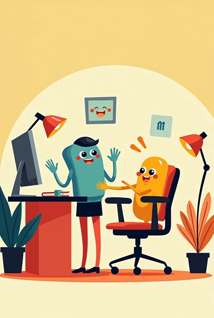 Create an image about ergonomics with simple and cartoon style