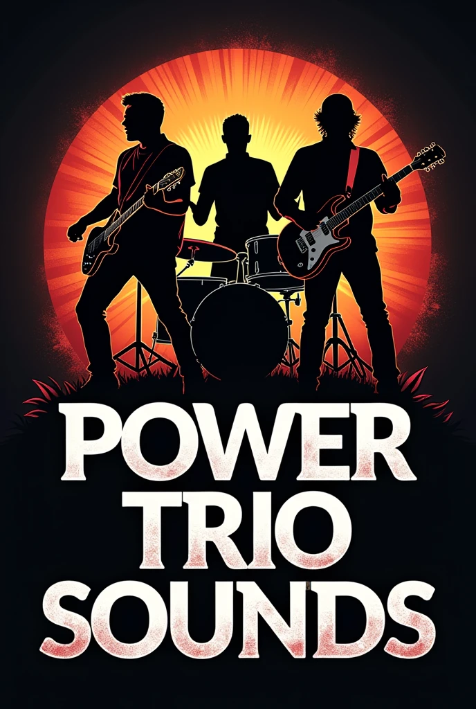 Create logo with words :

Power trio sounds written and behind instruments 




