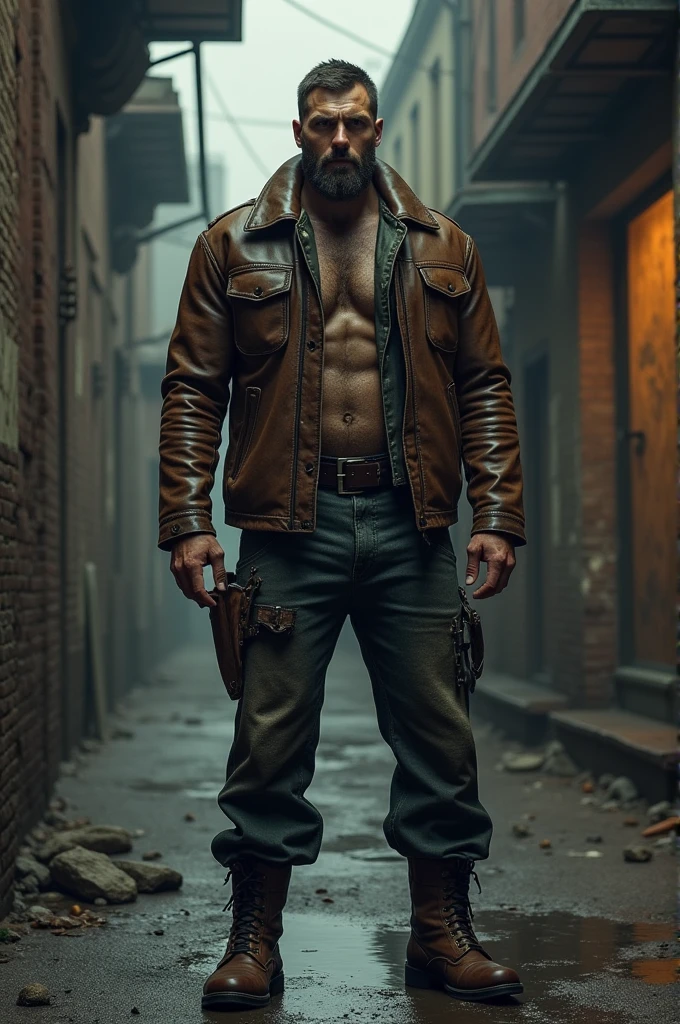 Man in leather clothing 