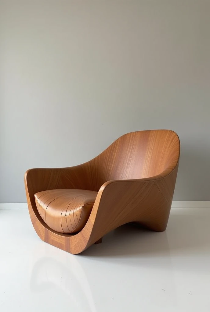 "Create an armchair with a main frame made of high-quality wood. inspired by the armchair says by designer sergio rodrigues. that is extremely comfortable and curvy