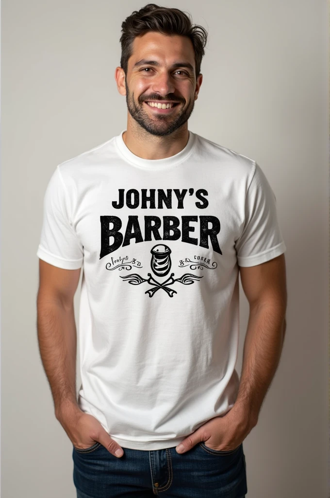 T-shirt with the writing:
Johny's Barber Shop