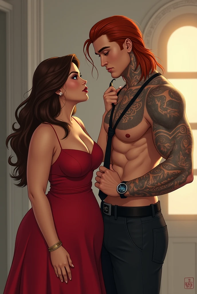 2girls, couple, hugging, (masterpiece, best_quality, ultra-detailed, immaculate:1.3), epic, illustration, 1girl, full body, stoic orc mountain viking warrior, (muscular:1.3), leather armor, leather pauldrons, , (tattoos, face tattoos:1.4), light copper hair, side braid,Spiral Curlsfur cape, handstand, with a pet Axe Beak, , in moody Paris, in an contemporary, deciduous alien space ship, bombshell hair, bright crimson hair, hair over one eye,Side Ponytail, yokozuwari<lora:EnvyFantasyMix03:1.5>