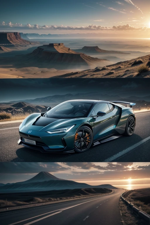 Image with a futuristic landscape based on electric cars that says BOOST THE FUTURE