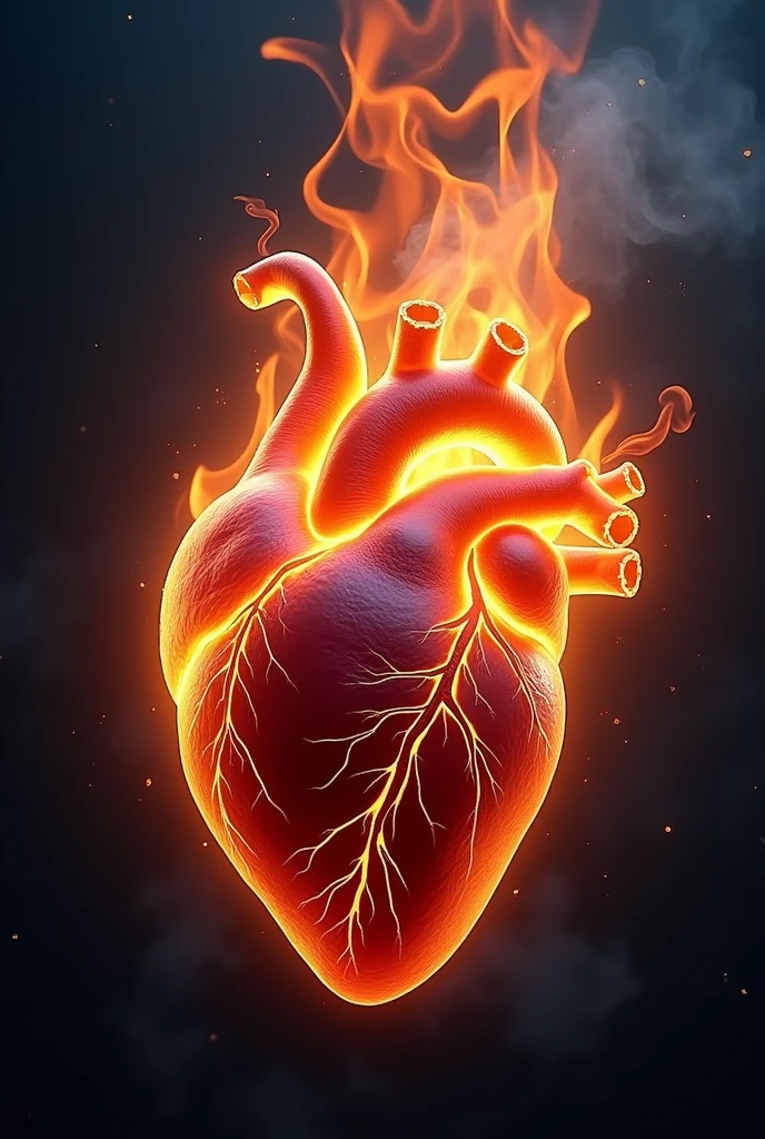 Heart burning in flames
