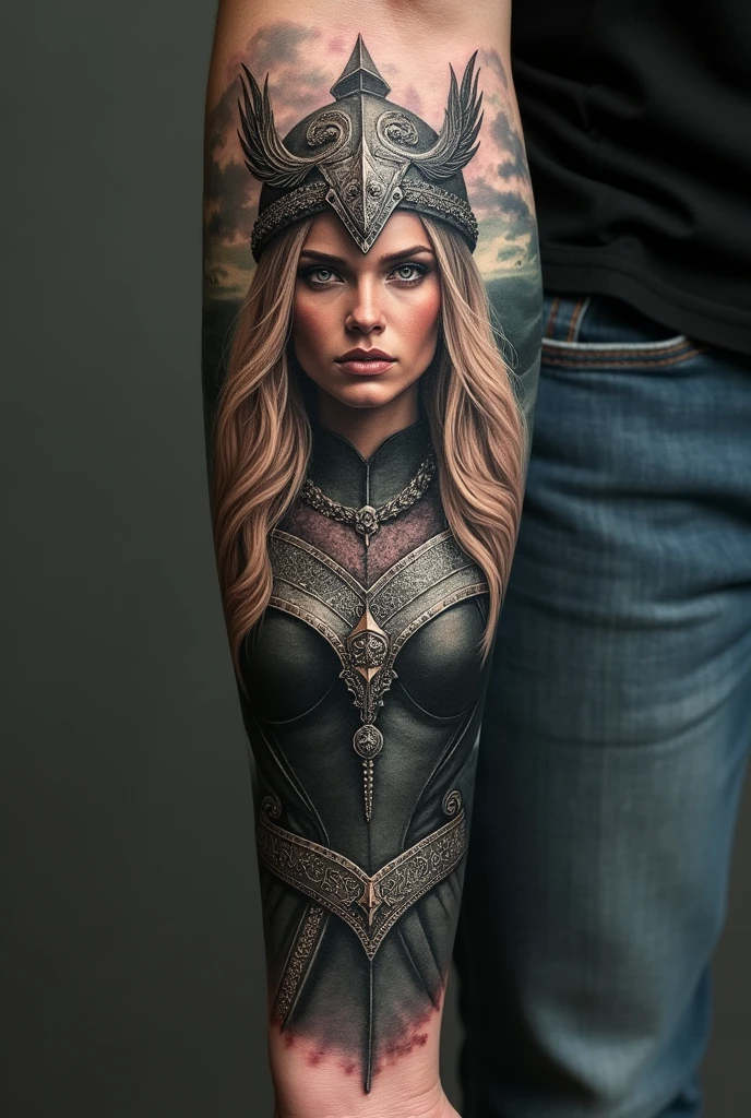 I want a realistic Brynhildr tattoo for my forearm.
