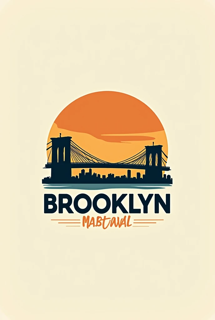 Create a logo that features a stylized burger above or integrated with the Brooklyn Bridge, highlighting both the name and the food.