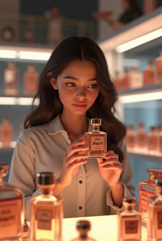 Girl choosing Jequiti perfume