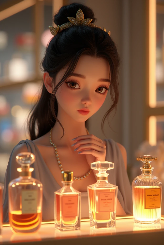 Girl choosing perfume
