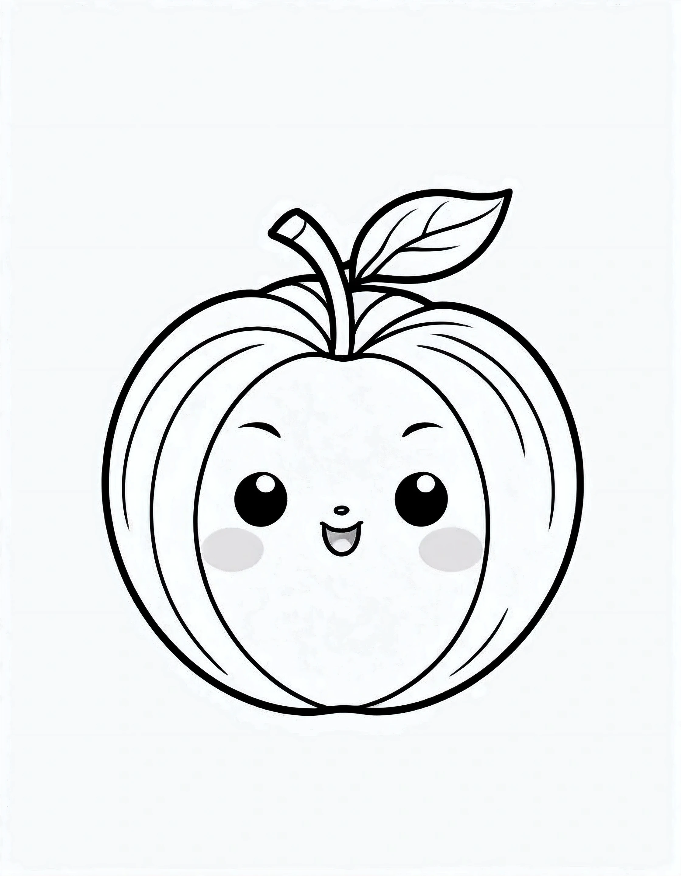 
peach cartoon, cartoon style, fundo de line drawing, White background, monochrome, line drawing, ((outline)), Coloring baby Sharp thick lines. kawaii, simple and low details