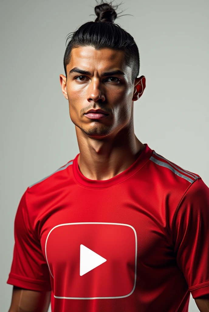 Cristiano Ronaldo wearing a shirt with the YouTube symbol