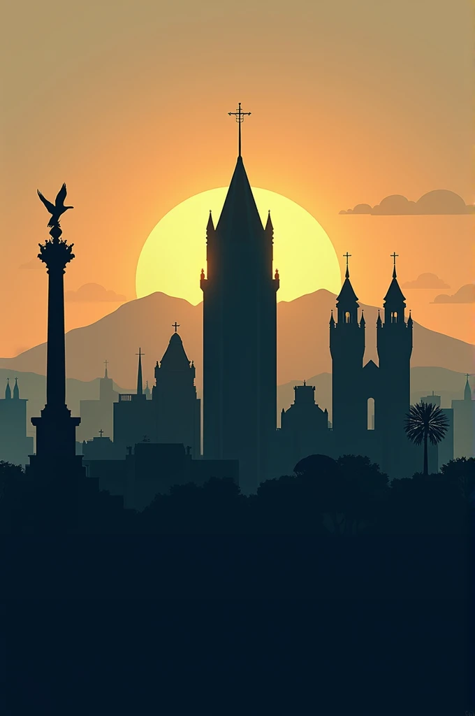 Drawing silhouettes of Tijuana monuments