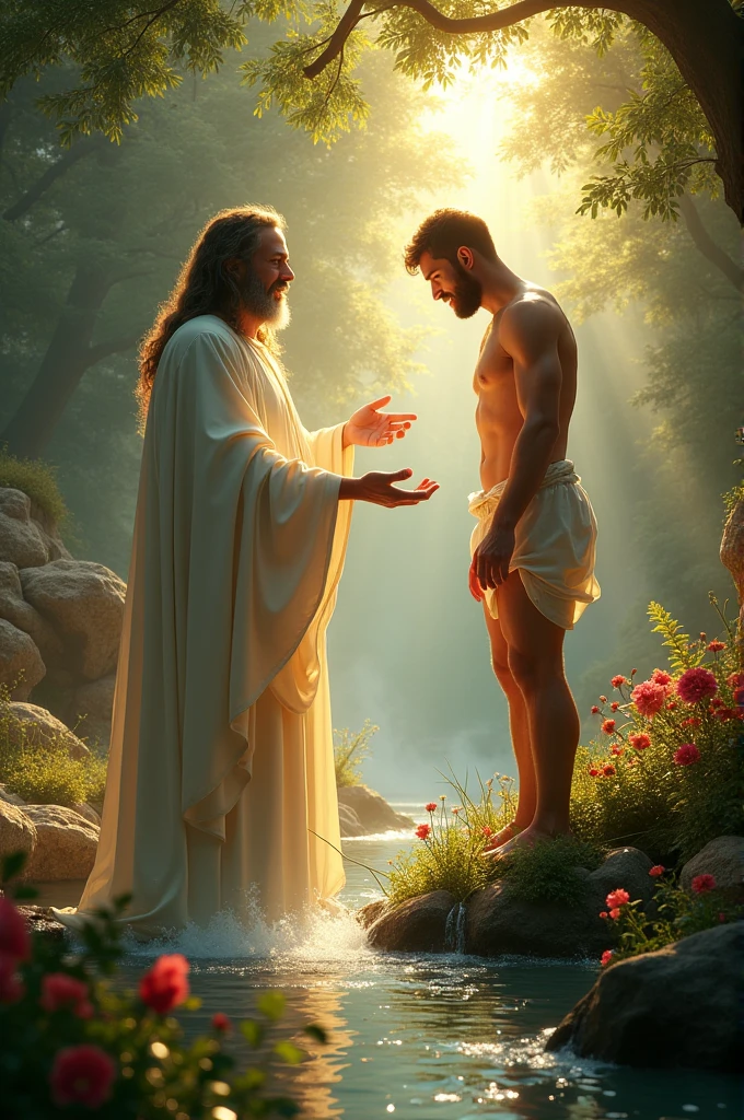 God creating Adam in Eden